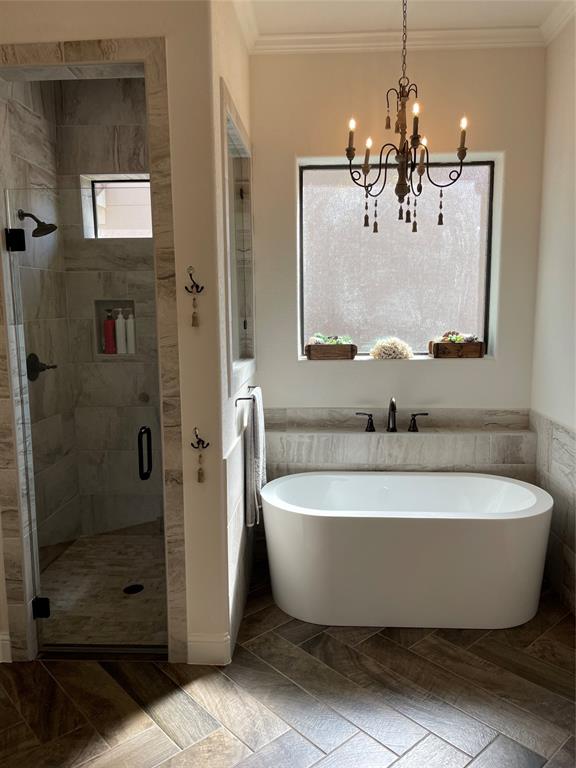 Freestanding tub and walk in shower