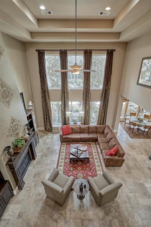 A view of the oversized Family Room from above.