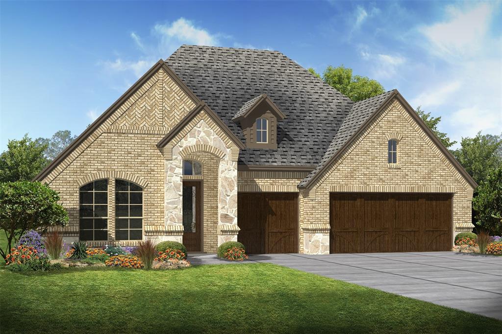 Stunning Walden home design by K. Hovnanian® Homes with elevation E in beautiful Waterstone on Lake Conroe. (*Artist rendering for illustrative purposes only; three car attached garage not shown).