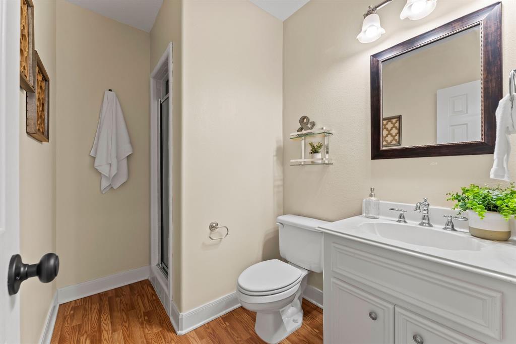 Secondary bathroom upstairs with walk in shower!
