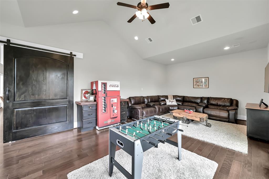 Plenty of room in this game room for entertaining.
