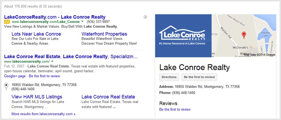 Lake Conroe Realty - Search Engine Placement